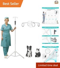 Portable 45-83in IV Pole with 4 Holders - Lightweight Stainless Steel Stand
