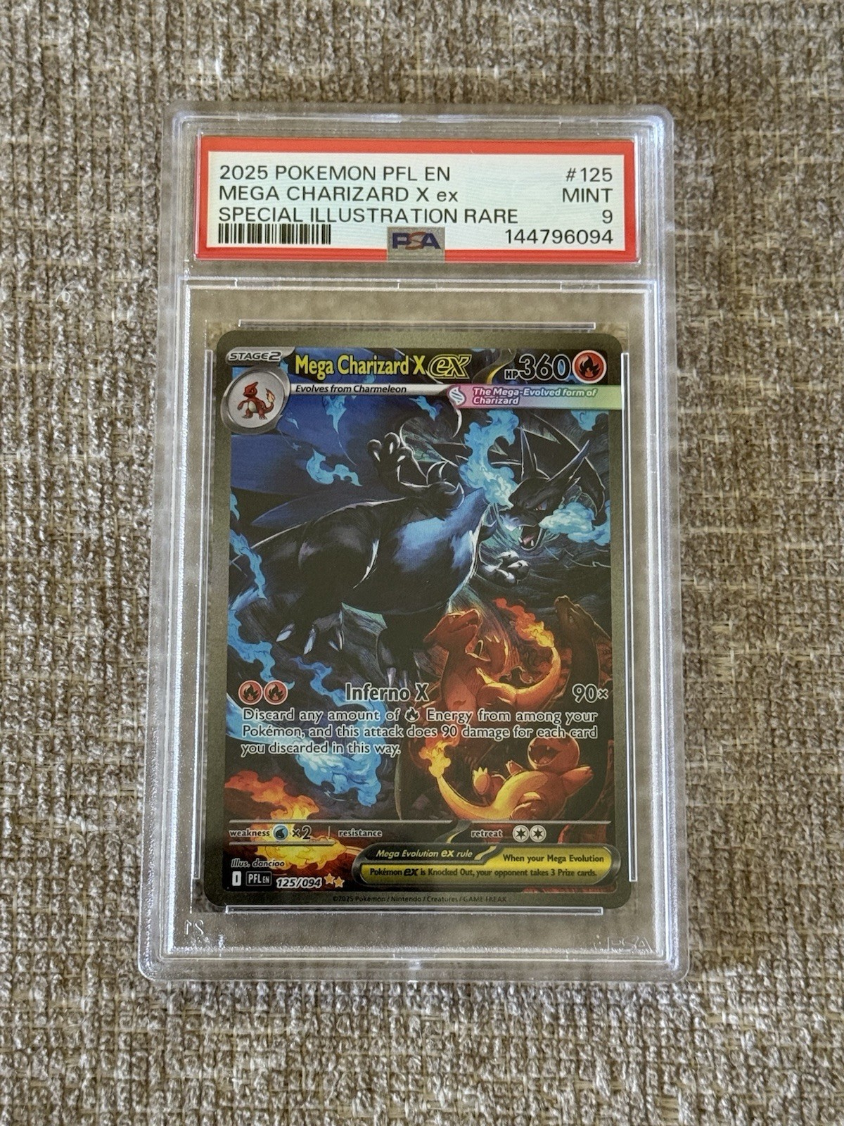 2025 POKEMON PFL EN-PHANTASMAL FLAMES #125 MEGA CHARIZARD X ex SIR PSA 9