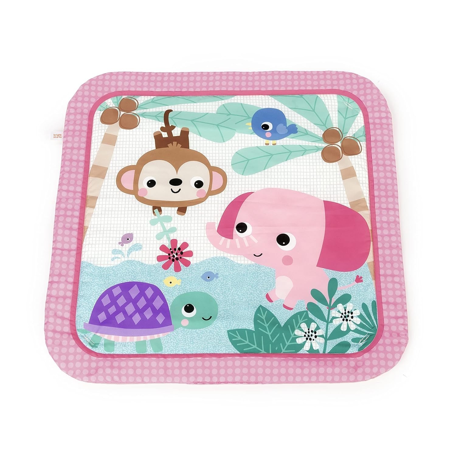 Floral Safari Baby Activity Gym Machine Washable Play Mat 4 Toys 32x32x18 inch
