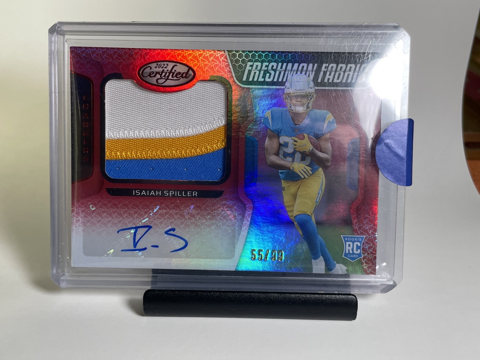 2022 Certified - Freshman Fabric Signatures Isaiah Spiller #210 Mirror Red /99