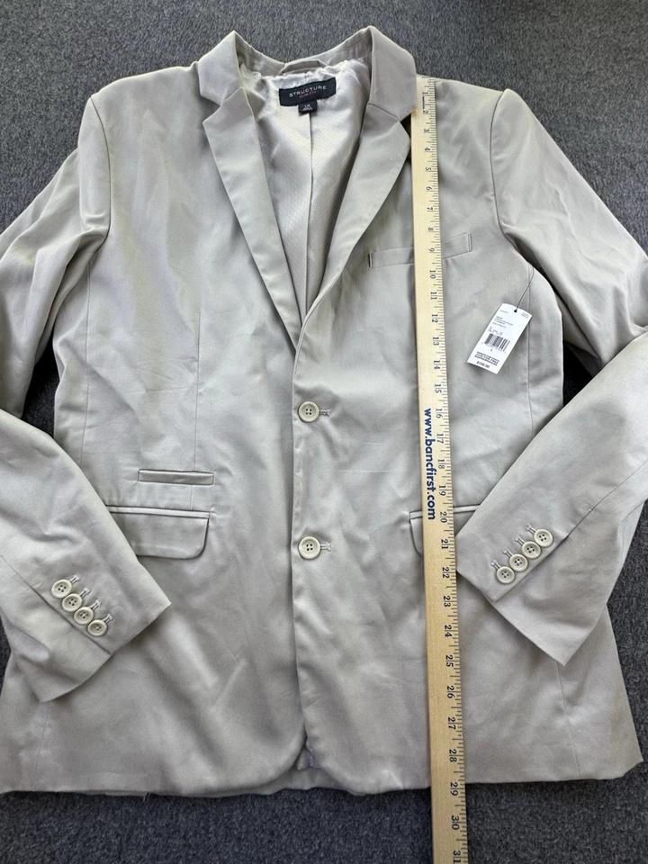 Structure Blazer Mens Large Beige Slim Fit Sport Coat Jacket Core Sateen New - Image 3 of 4