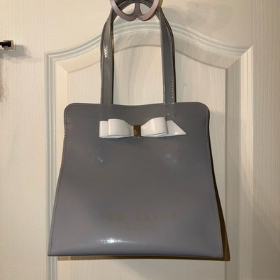 Ted Baker Arycon Patent Grey Bow Icon Tote Bag