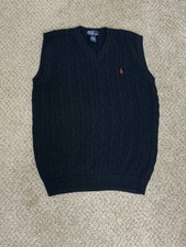 Polo Ralph Lauren Boys XL Cable Knit Sweater Vest Black Cotton