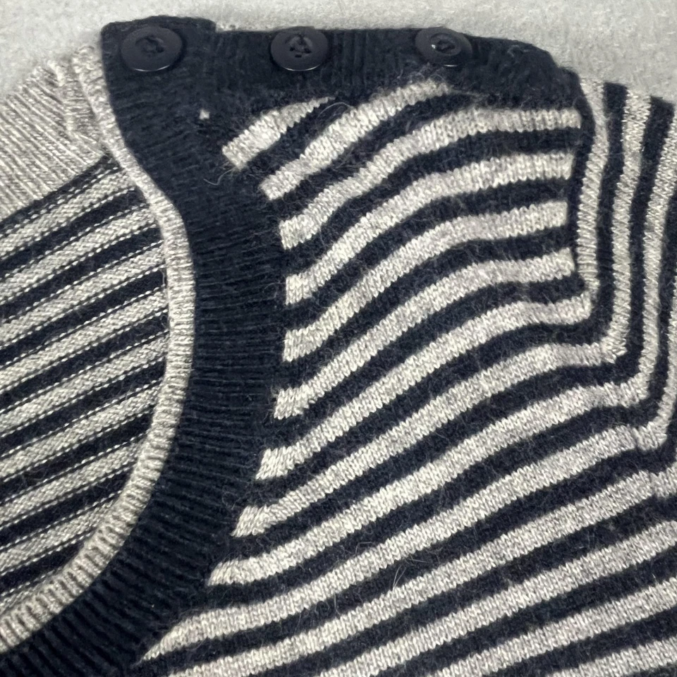 Suéter Boden Mujer 12 Gris Negro Rayas Angora Mezcla Cachemira Manga Larga Foto 4 de 4