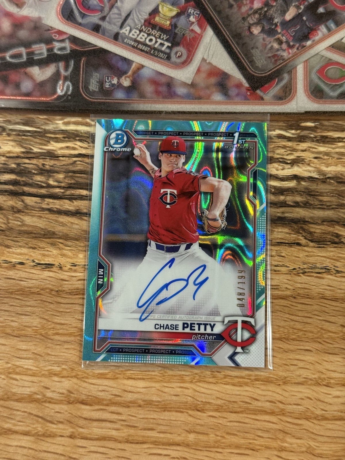 2021 Bowman Chrome Auto Chase Petty #CDA-CP Aqua Lava Refractor /199 (AU, RC)