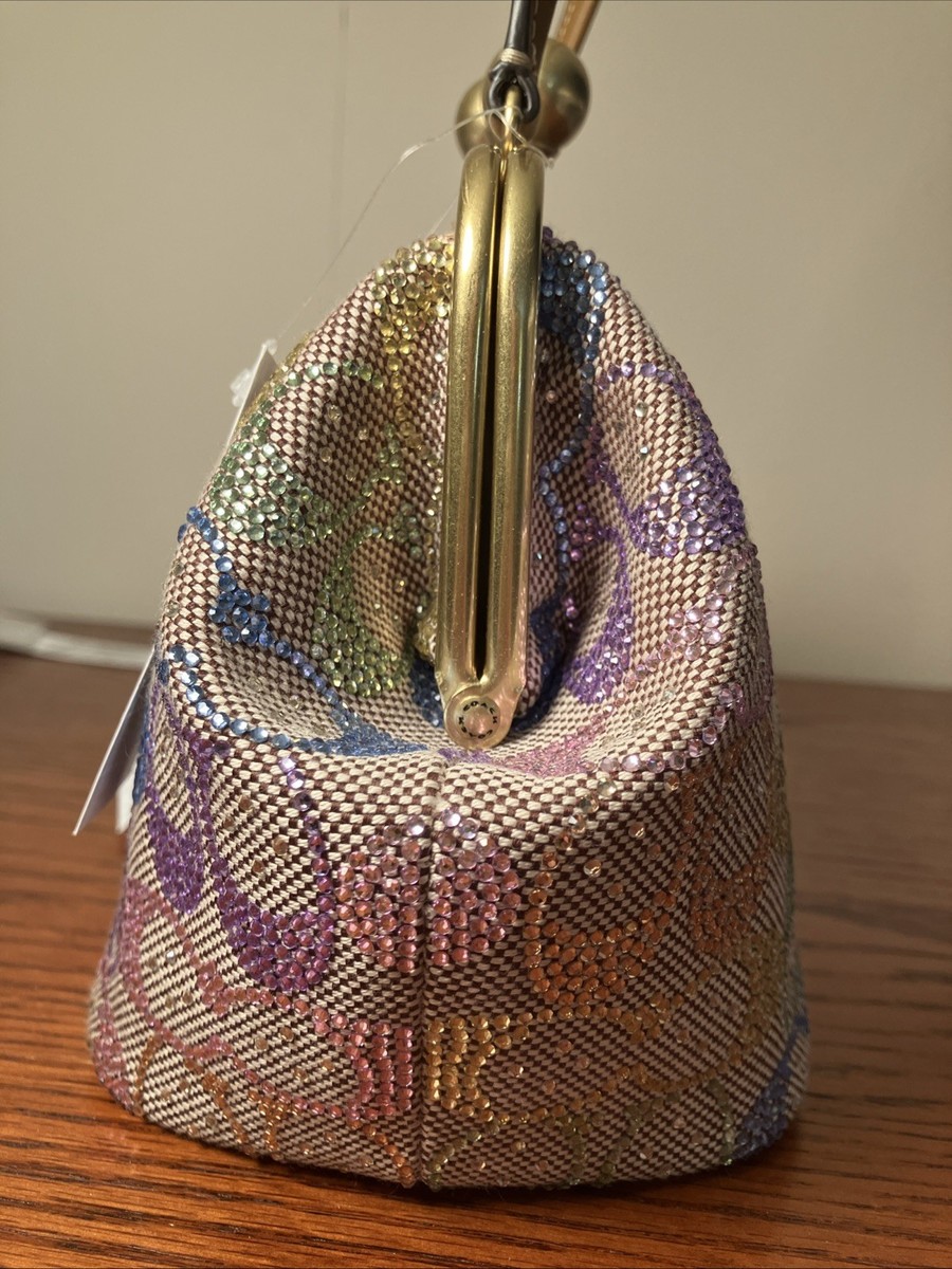 Coach Small Kisslock Frame Bag 16 Crystal Signature Jacquard CDC36