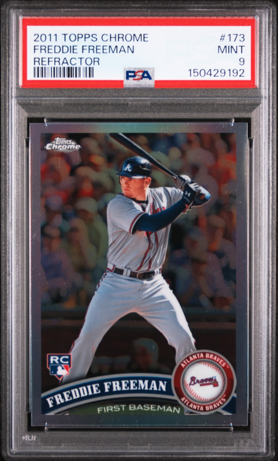 2011 TOPPS CHROME REFRACTOR #173 FREDDIE FREEMAN ROOKIE RC PSA 9