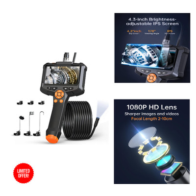 Endoskopkamera mit Licht AOPICK 8mm 4,3 IPS Bildschirm