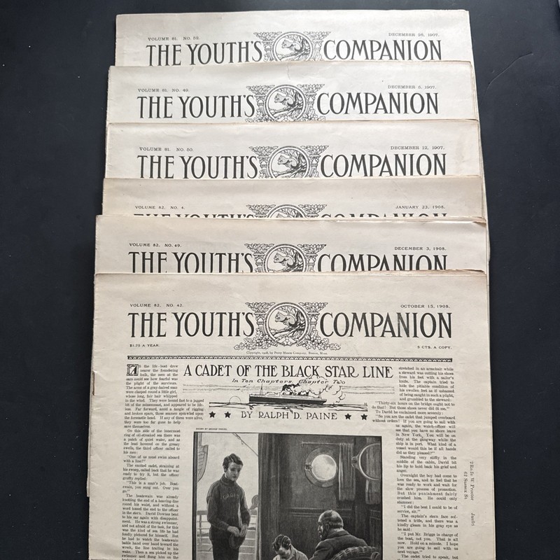 The Youth’s Companion Periodicals.  1907 And 1908. Old Ads And Articles.  Rare.