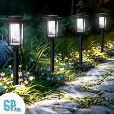 6 Pack Solar Garden Lights Outdoor Waterproof Landscape LED Lights Pathway Yard
