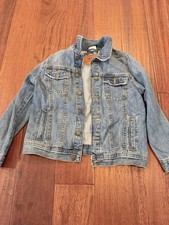 ZARA Girls Denim Jacket Size 7 Blue Button Front Long Sleeve Pockets Collared