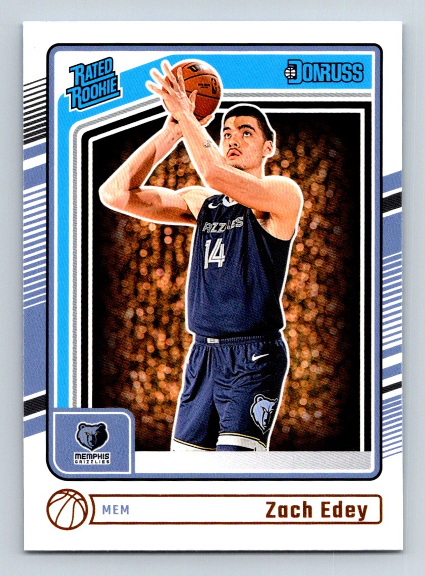 #239 Zach Edey 2024-25 Donruss Rated Rookie Base = RC Grizzlies