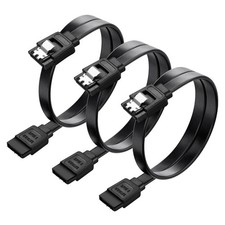 3Pk SATA Cable V3.0 15" Black Sata III 6Gbps Straight HDD SDD Data Straight Head