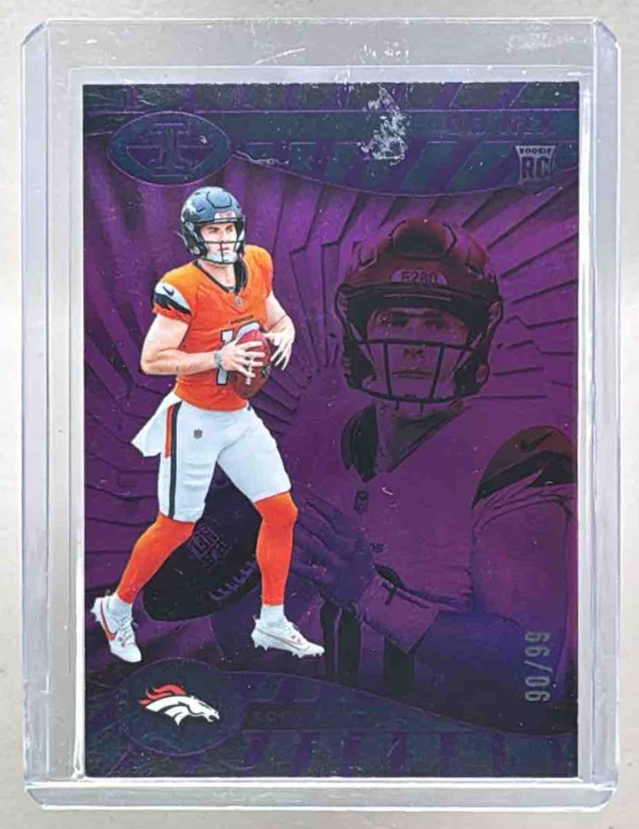 Bo Nix 2024 Panini Illusions #22 Purple Trophy Collection Rookie RC /99