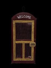 Rustic Wooden Welcome Sign Wall Hanging Screen Door Style Farmhouse 12  