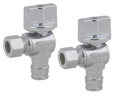 LD Valve- 1/4 Turn Angle 1/2-in Propex x 3/8-in OD Angle, Brass Chrome Plated