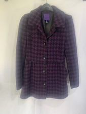Forever 21 Women’s Purple Black Houndstooth Coat Jacket Size Small