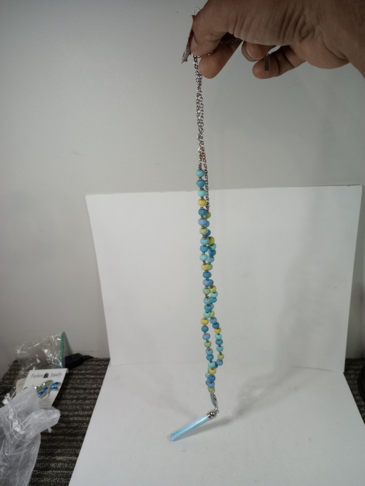 JILZARAH Handmade Clay Beads BLUE&Yellow Beaded Necklace | eBay