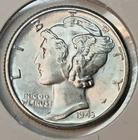 FULL BANDS 1943 D MERCURY SILVER DIME UNGRADED COIN BU UNCIRCULATED MINT STATE