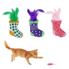 Andiker 3PCS Cat Feather Toys, 4.72 Inches Cats Crinkle Small, Multi-colored