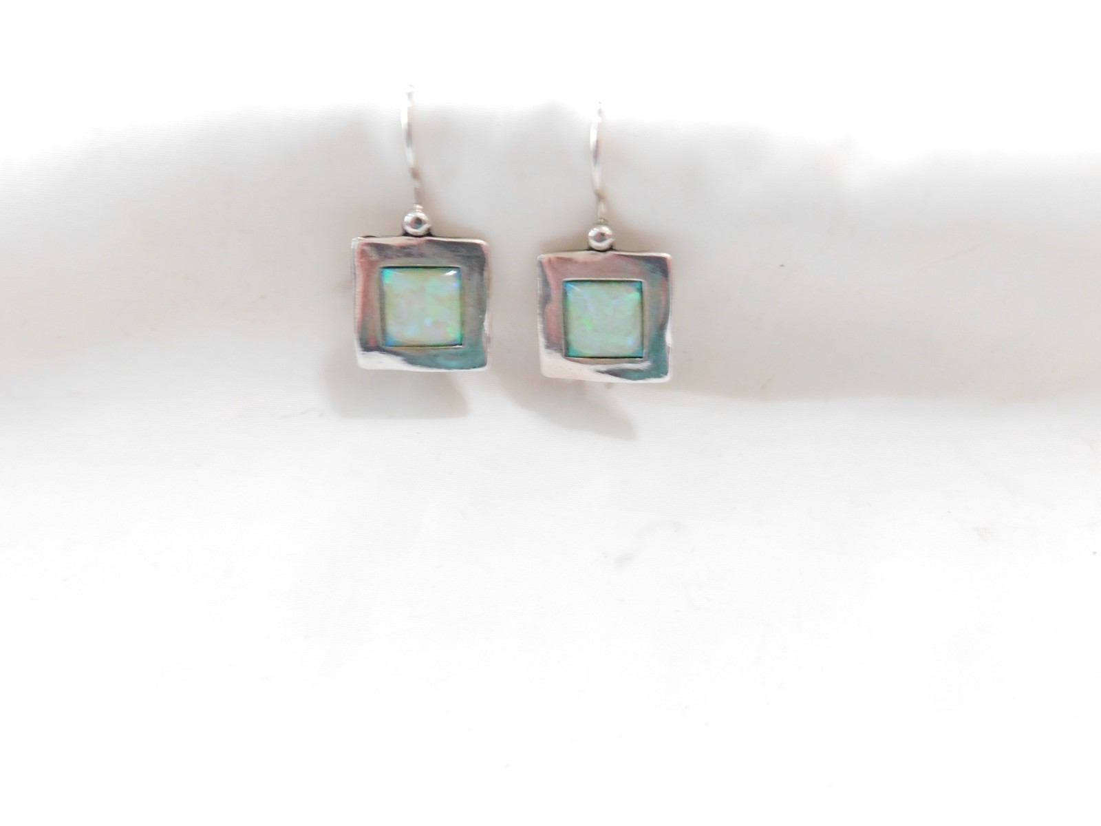 Sterling Silver 925 Square Opal Dangle Earrings M… - image 4