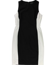 Ralph Lauren Womens Side-Stripe Sheath Cocktail Dress, blackwhite, 12