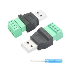 2 PCS USB 2.0 A Male To 4 Pin Screw Terminal Adapter Solderless Converter