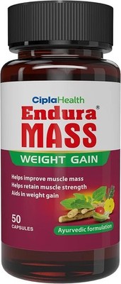 Endura Mass Weight Gain Capsules 50 Caps Ayurvedic Muscle Mass Strength Builder 