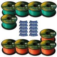 Harmony Car Primary 18 Gauge Power - Ground Wire 1000 Feet 10 Rolls Green Orange