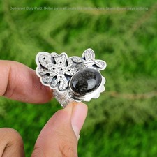 Valentines Sale Sterling Silver Labradorite Stone Bezel Promise New Ring Jewelry