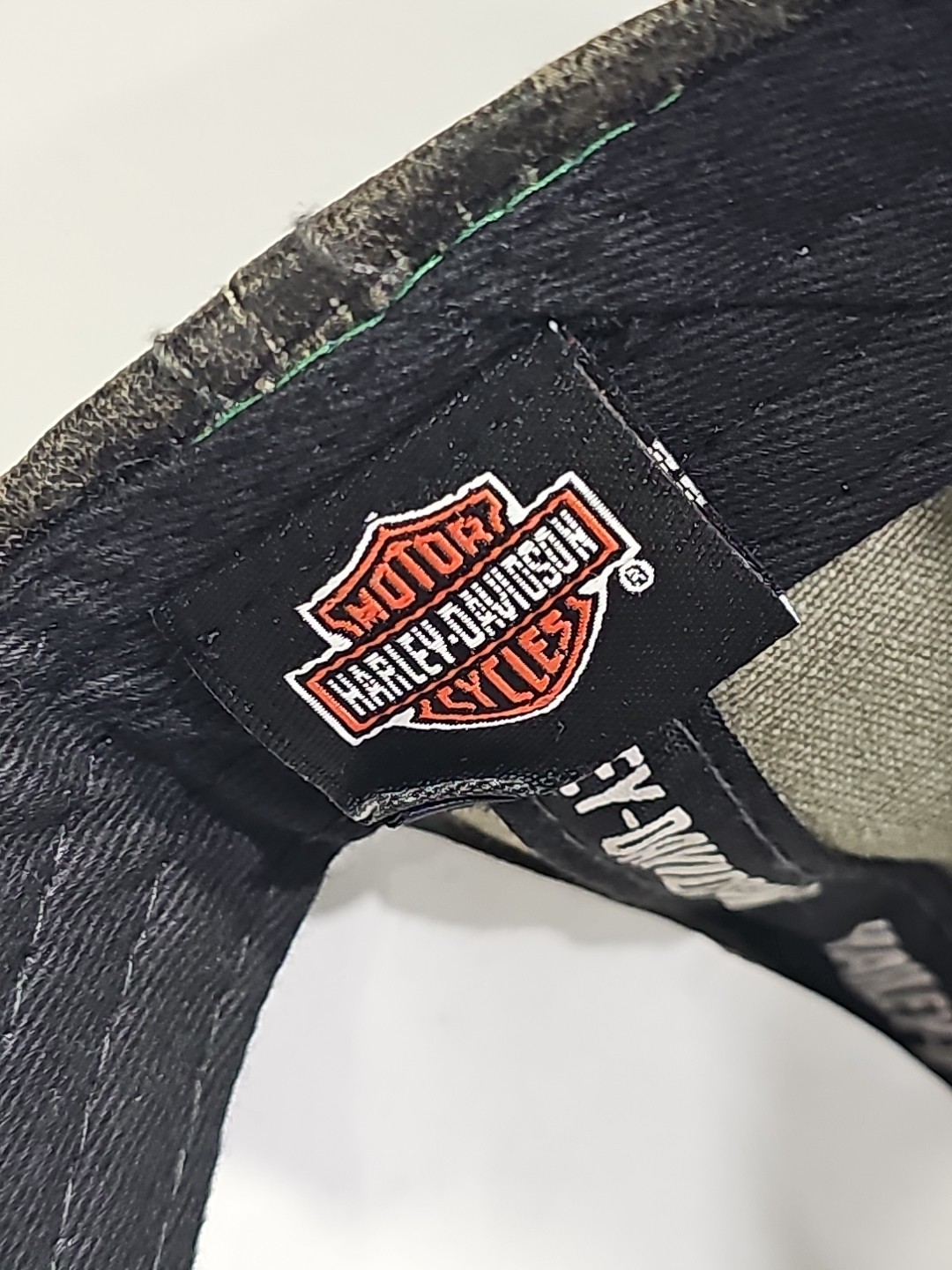 Harley-Davidson Distressed Faux Leather Embroidered Logo Piston Checker Flag Hat