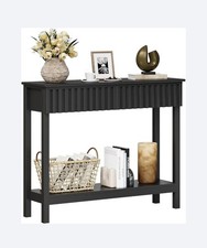 Trironsun Narrow Fluted Console Table with 2 Drawers and Open Shelf Modern...