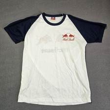 Red Bull White Navy Blue Raglan T-Shirt Size Regular XL Vintage Style Graphic