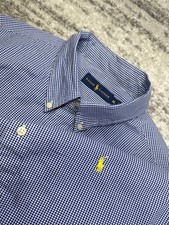 Polo Ralph Lauren Shirt Mens XL Short Sleeve Button Up Blue Check Pony