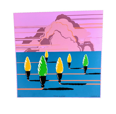 Bill Kastan ''Mazda Landscape'' 1971 Signed Numbered Print 3/20 Rare 18x18 Pop Art