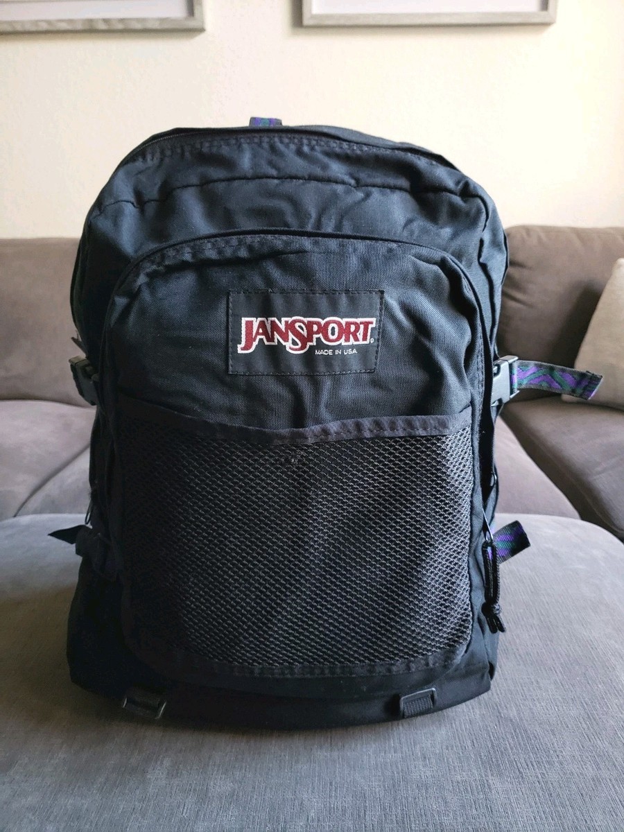 Vintage Jansport 90's Black Backpack Hiking Outdoors Southwestern
