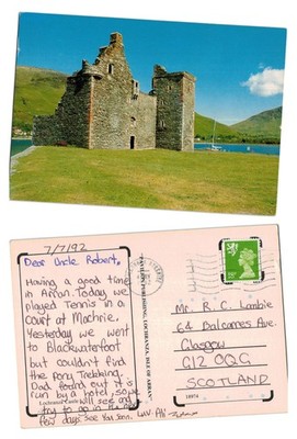 Postkarte - Lochranza Castle Isle of Arran Schottland 1992 POSTED