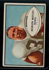 1953 Bowman Football #9 Marion Motley SP Browns Ink Writing PR LOOK! SV
