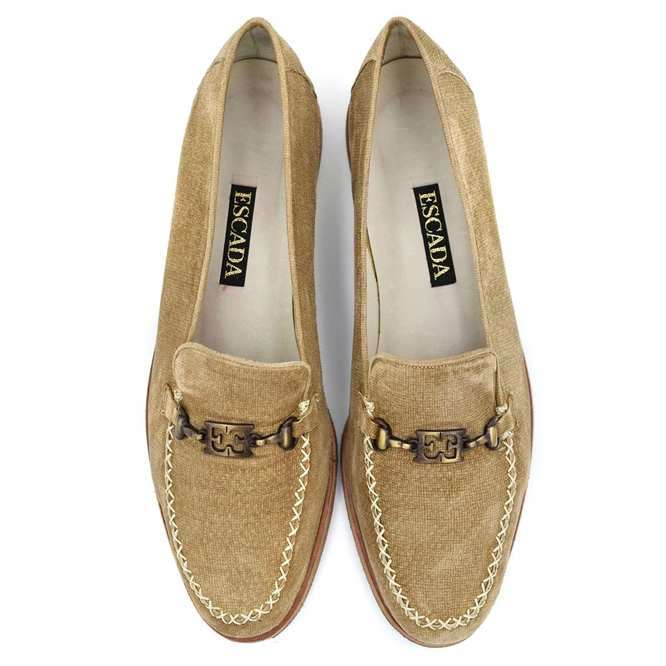 Escada желтовато-коричневый замши мокасины стиль мокасины плоскостях с коренастый резиновая подошва размер 9 B / 39 - Изображение 4 из 4