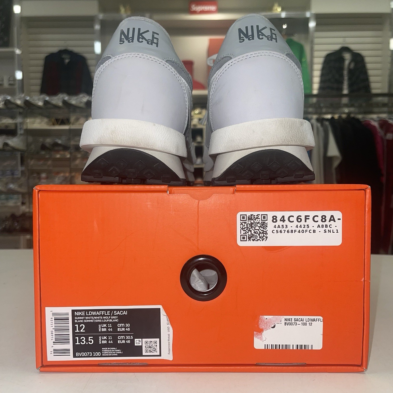 SACAI X NIKE Taglia 12 Nike LDV Waffle x Fragment Design x Sacai Gray LEGGERMENTE INDOSSATE CON SCATOLA