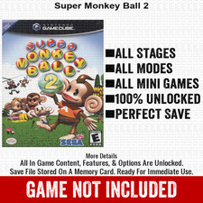 Super Monkey Ball 2 100 Nintendo GameCube Memory Card Save CHEATS