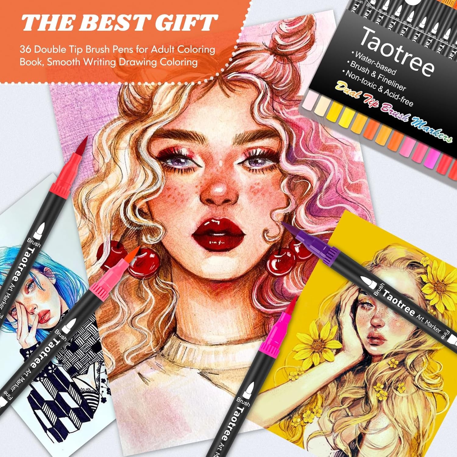 Taotree 120 Colors Dual Tip Art Markers Pens for Kids Adult Coloring Book, Artis