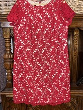Talbot size 14 wide petite red lace sheath dress