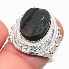 Black Tourmaline Gemstone 925 Sterling Silver Jewelry All Size Ring For Gift