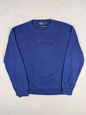 VTG Polo Ralph Lauren Sweater Mens XL Blue Crewneck Pullover Cotton Casual