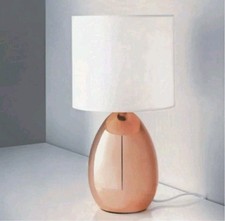 Image of Copper Table Lamp Copper Design Lexy Table Bedside Lamp/Copper-White/33cm