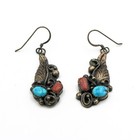 Southwest Sterling Turquoise Coral Black Onyx Dangle Earrings Lot of 5 #S5322-4 — photo 6