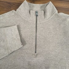 Banana Republic Mens Quarter Zip Pullover Sweater XL Beige Cotton Poly Knit