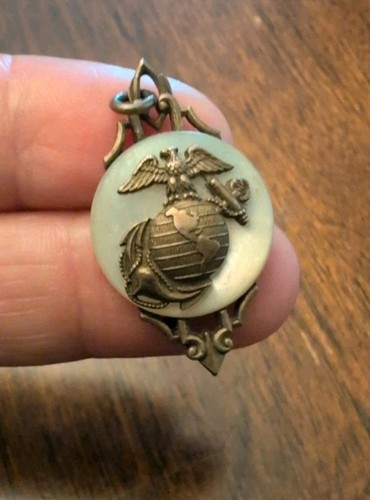 Vintage ESTATE Marines Pendant Retro Sterling Gold Tone - Picture 5 of 6