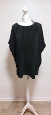 New Look Curves Black Plissé Oversized Top UK 22 Pleated Blouse Loose Fit BNWT